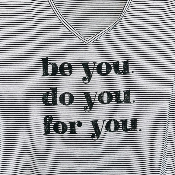 Maurices Black & White Be You Striped V-neck Graphic Tee Small Women’s - Picture 4 of 11